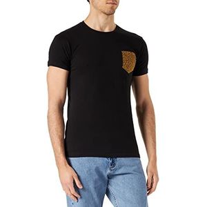 Frenchcool T-shirt, zwart met zakken, motief bont heren, zwart.