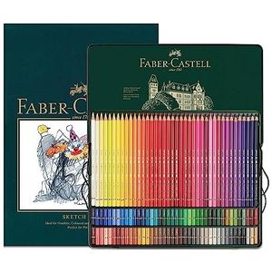 Faber-Castell Schetsblok A4 en doos met 120 polychromos kleurpotloden voor kunstenaars - kunstset voor kleurboeken voor volwassenen, knutselbenodigdheden, tekenen, schetsen, potloden