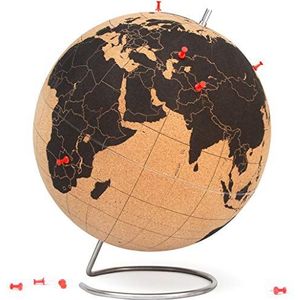 Suck UK Originele kurkkogel voor op het bureau, punaises inbegrepen, educatieve wereldkaart, reisaccessoires, weergave van avonturen en herinneringen, extra groot, 32 cm diameter