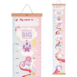 Legami - Dream Big Little One wandmeter, ophangmeter voor het meten van kinderlengte, tot 160 cm, inclusief 41 stickers met houten latten, thema eenhoorn