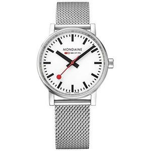 Mondaine Evo2 horloge voor dames en heren, 35 mm, officieel Zwitsers spoorweghorloge, waterdicht tot 30 m, saffierkristal, verschillende variaties, herenhorloges, zilver., armband