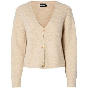 PIECES Pcellen Ls Knit Noos Bc gebreide jas voor dames, Witte peper