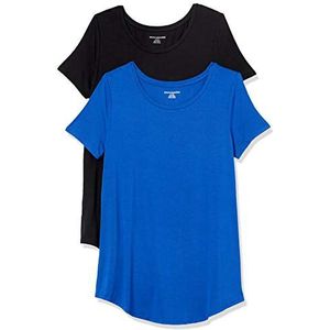 Amazon Essentials Lot de 2 tuniques à manches courtes et encolure dégagée pour femme, bleu cobalt/noir, taille M