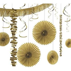Amscan 10022672 gouden decoratieset (18 stuks) - 1 verpakking, meerdere maten