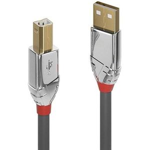 PRENDELUZ USB 2.0 kabel chroom type A 2 meter naar type B stekker 480 Mbit/s voor scanners, printers, harde schijven en meer