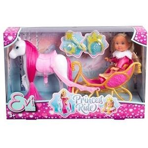 Simba 105733701 Evi Love Princess Ride speelpop, prinses, met winterslee en paard, prinsessenaccessoires, 12 cm, vanaf 3 jaar