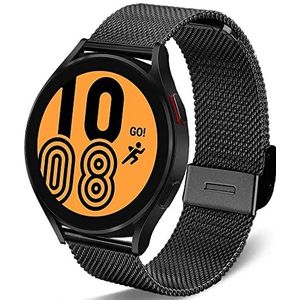 DEALELE Band Compatibel met Samsung Galaxy Watch 5 / 5 Pro / 4 / 4 Classic / Galaxy 3 41mm / Active 2, 20mm Roestvrij Staal Metaal Mesh Vervanging Armband voor Huawei GT2 42mm / GT3 42mm, Zwart