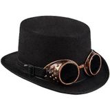 Boland 54500 - Steamgoggle-hoed, cilinder, afneembare lasser, steampunk, moderne tijd, uitvinder, kostuum, carnaval, Halloween, themafeest