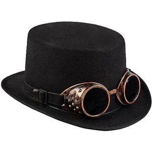 Boland 54500 - Steamgoggle-hoed, cilinder, afneembare lasser, steampunk, moderne tijd, uitvinder, kostuum, carnaval, Halloween, themafeest