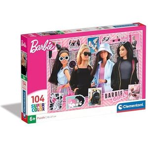 Clementoni - Barbie Supercolor Puzzel-Barbie-104 stukjes kinderen 6 jaar, cartoon-puzzel, gemaakt in Italië, meerkleurig, 25754