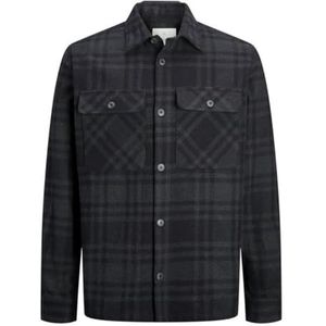 JACK & JONES Jprraymond Melange Check Overshirt Ls Sn Hemdjas voor heren (2 stuks), Black Beauty/Fit: comfortabele pasvorm