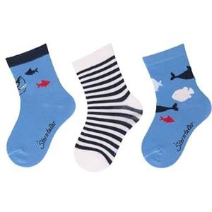 Sterntaler Lot de 3 paires de chaussettes pour garçon, Bleu velours, 18 EU