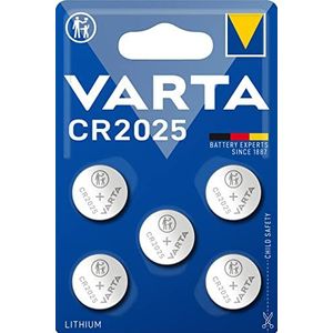 VARTA CR2025 Lithium knoopcellen, 3 V, veiligheidsverpakking voor kinderen voor kleine elektronische apparaten, autosleutels, afstandsbedieningen, weegschalen, 5 stuks
