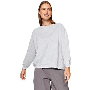 TRENDYOL Sweat-shirt à col rond pour femme, gris, S