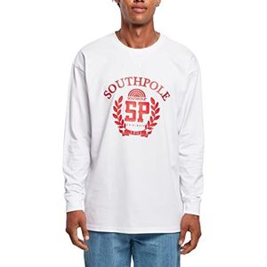 Southpole College T-shirt met lange mouwen voor heren, met logoprint in 2 kleuren, maten S tot XXL, Wit