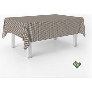 ECOMMERC3 Nappe anti-taches Vichy pour table rectangulaire, taille 220 x 140 cm - Nappe Vichy toucher extra douce et imperméable, couleur marron