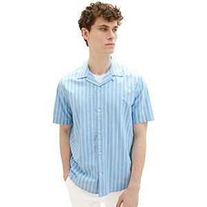 TOM TAILOR 1036217 Comfort Fit heren overhemd met korte mouwen (1 stuk), 31780 - Blauwe en witte strepen