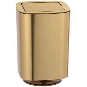 WENKO Auron Gold afvalemmer met schommeldeksel, badkameremmer, capaciteit: 5,5 l, kunststof, 17,2 x 25,5 x 17,2 cm, goud