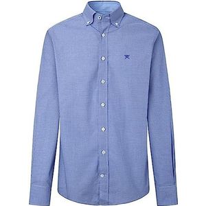 Hackett London Essentieel geruit overhemd voor heren, wit/blauw, XS, Wit/Blauw