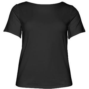 VERO MODA CURVE Vmvanda Modal S/S T-shirt voor dames, zwart, XL, grote maat, zwart.