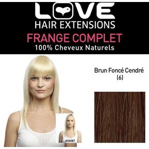 Love Hair Extensions 100% echt haar volle pony kleur 6 - donker asbruin, per stuk verpakt (1 x 1 stuk)