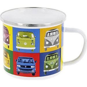 BRISA VW Collection - Volkswagen Grote emaille koffiemok met kleurrijke motieven (500 ml) (veelkleurig/gekleurd)