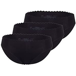 LOVABLE Invisible Comfort Cotton damesslip 3-pack zwart S-M, zwart.