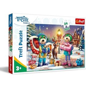 Trefl –The Treflik Family, wintertijd met de Treflik – puzzels 24 stukjes maximum – kerstpuzzels met stripfiguren, vrije tijd voor kinderen vanaf 3 jaar