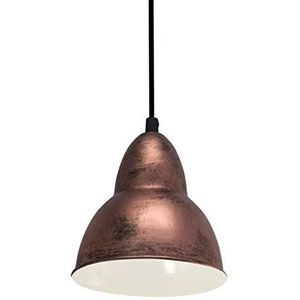 EGLO Hanglamp Truro, 1-vlammige vintage hanglamp in industrieel design, retro hanglamp van staal, kleur: koperkleuren-antiek, fitting: E27