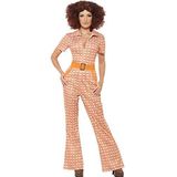 Smiffys Authentiek jaren '70 chic kostuum met veelkleurige overall, maat: medium