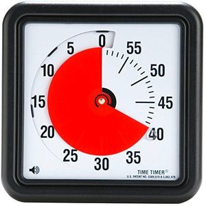 Time Timer Origineel medium 20 x 20 cm; visuele timer voor 60 minuten – countdown van het klaslokaal of de vergadering voor kinderen en volwassenen (zwart)