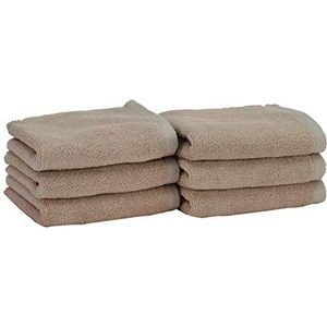 Heckett Lane Bath Guest Towel, 100% katoen, taupe, grijs, 30 x 50 cm, 6 stuks