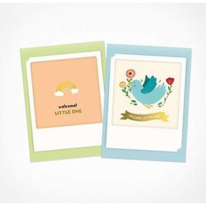 PICKMOTION Welcome Little One | Set van 2 kleine vouwkaarten | wenskaarten | met envelop | afbeeldingen van Instagram met handgemaakte illustraties | Ontworpen in Berlijn | geboortekaarten