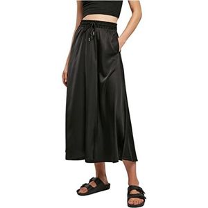 Urban Classics Satijnen midirok voor dames, zwart.