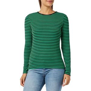 Vila Viaspen L/S Top T-shirt à manches longues pour femme, Noir/rayures : vert vif, M