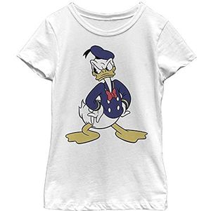 Disney Donald Duck Traditioneel T-shirt Angry Pose Portret Girls, Wit, XS, Wit