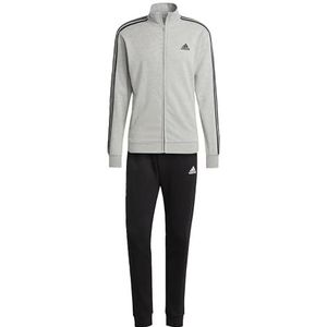 adidas Basic 3-strepen French Terry Tracksuit, Medium Grey Heather/Black, XS heren