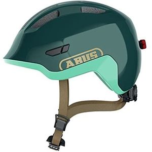 ABUS Smiley 3.0 ACE LED kinderhelm fietshelm met licht - diepe snit en ruimte voor een vlecht - voor meisjes en jongens - briljant groen S