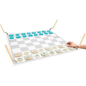 Small Foot 12026 Actieve dame en schaken van 100% FSC-gecertificeerd hout voor volwassenen en kinderen, buitenspel vanaf 3 speelgoed, meerkleurig