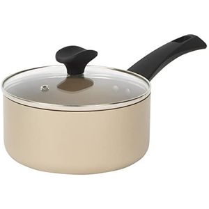 Salter BW11108EU7 Olympus saucepan 18 cm met ledematen gehard glas, geperst aluminium, antiaanbaklaag, bakeliet handgrepen, Easy Clean, Gold Finish, inductie veilig, 10 jaar garantie