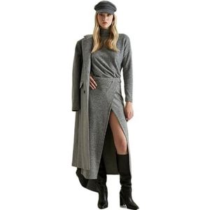 Koton Jupe mi-longue fendue pour femme, Anthracite (931), XL