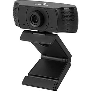 LYCANDER USB-webcam met geïntegreerde microfoon, 1080p Full HD, 30 fps in zwart voor desktop, laptop, Windows, Mac, Linux, online vergaderingen, streaming, videochats