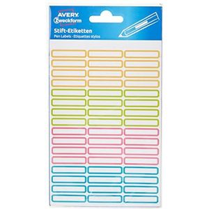 AVERY Zweckform 63027 102 stuks pen-stickers (kleurrijke stickers, potlood-etiketten, permanent, zelfklevend, duurzaam, beschrijfbaar voor pennen, potloden)