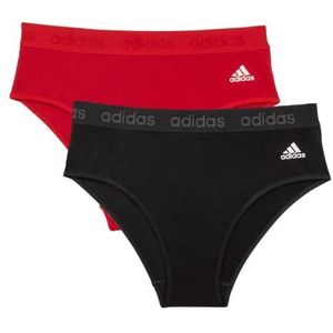 adidas Comfortabele katoenen bikiniset voor dames (2 stuks), zwart/felrood, XL, zwart/helder rood