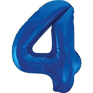 Unique Party Reuze folieballon, nummer 4, blauw - 86 cm