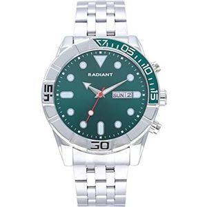 Radiant - Zanzibar collectie - Analoog en automatisch horloge - Herenhorloge - Groene zilveren wijzerplaat en roestvrijstalen armband - Maat 44 mm - 5 ATM, groen, modern, Groen, Modern