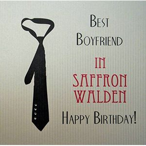 WHITE COTTON CARDS Verjaardagskaart ""Best Boy Friend in Safran Walden"", handgemaakt, met zwarte stropdas