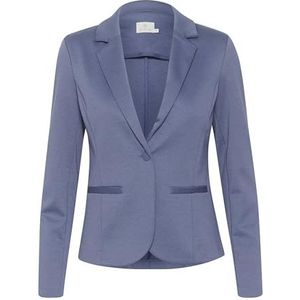 KAFFE Women's Blazer Jersey Single-Breasted Notch Lapel Regular Fit Long Sleeves, Blue Indigo, XXL