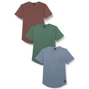 ONLY & SONS Onsmatt Longy SS T-shirt Noos Professioneel Utility T-shirt voor heren, verpakking van 3 stuks, Flint Stone/pakket: 1flintstone1peppercorn1darkforest