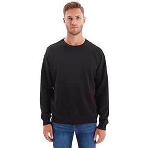 Trendyol Set van 2 heren sweatshirts ronde hals effen zwart S, zwart.